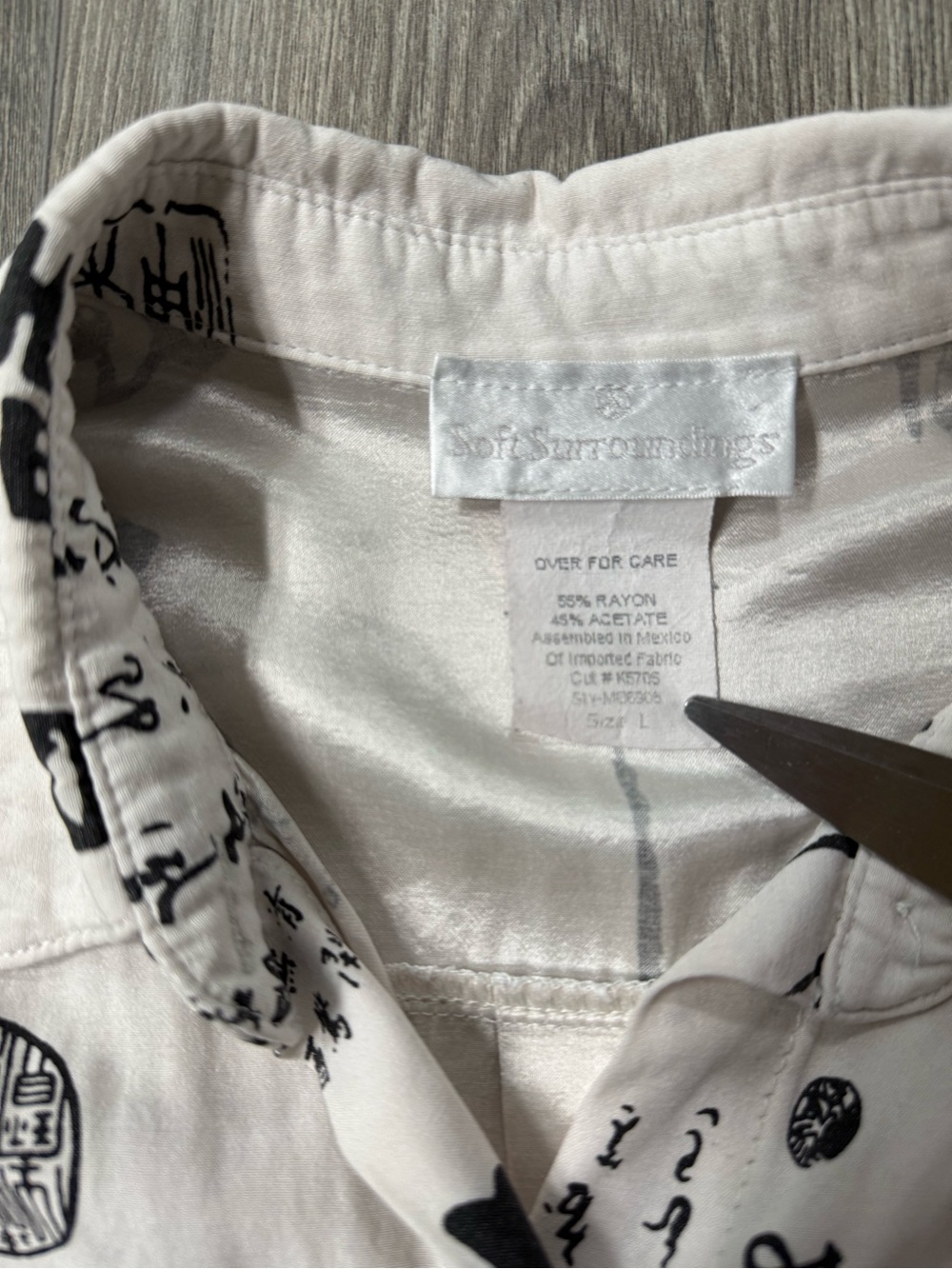 Vintage Soft Surroundings Large Asian Calligraphy Bamboo Button Down Top - Picture 4 of 9